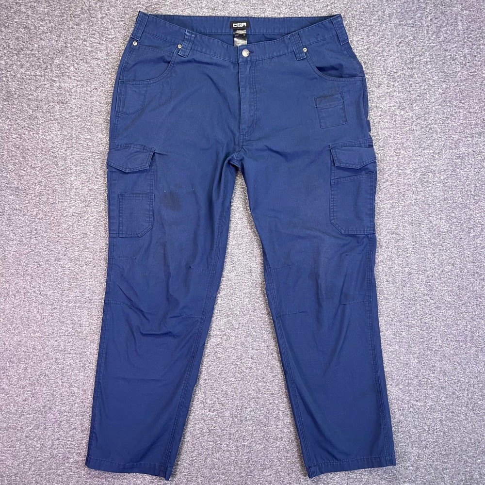 CQR Tactical Cargo Pants Mens 38x30 Navy Blue Ripstop Workwear Utility Outdoor